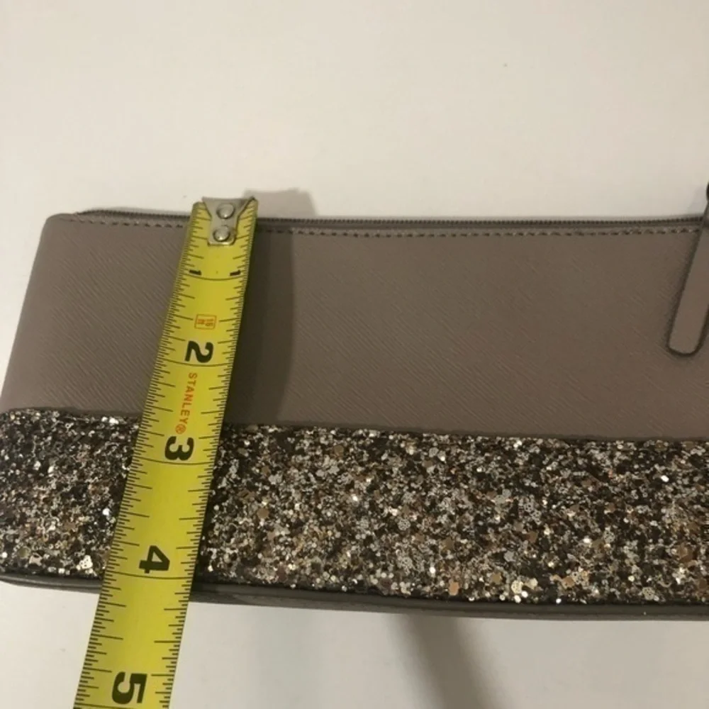 Kate spade gray glitter cosmetic pouch bag
